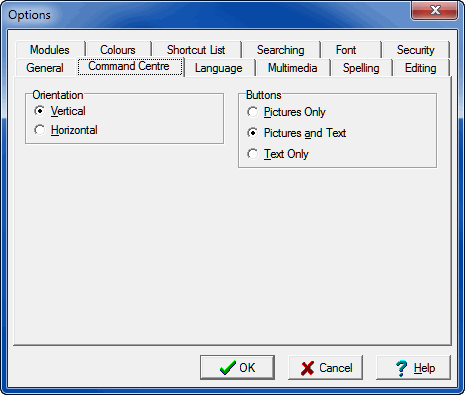 Command Centre Options